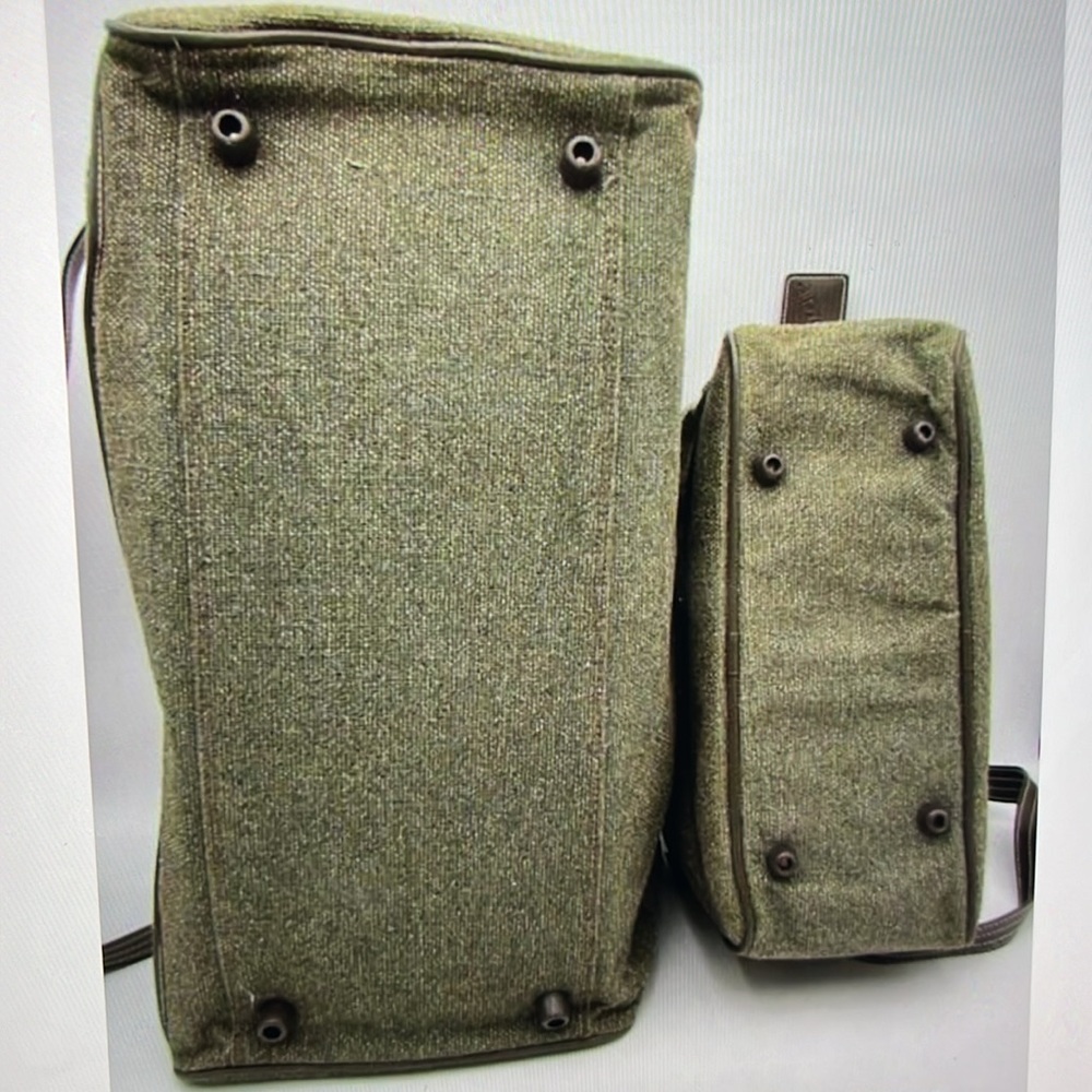 Vintage Jordache olive tweed duffle/mini duffle luggage set - Picture 3 of 6